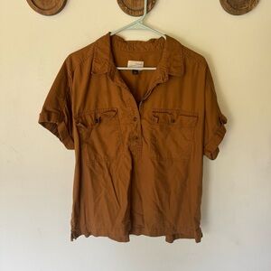 Universal Thread Brown Short Sleeve utility Button-Up Shirt size XL